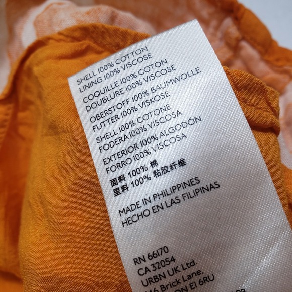 BNNT By Anthropologie Size 2 Orange Wide Leg Jumpsuit Batik Print Cropped Romper - Picture 9 of 10